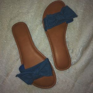 Blue Bowed Sandals